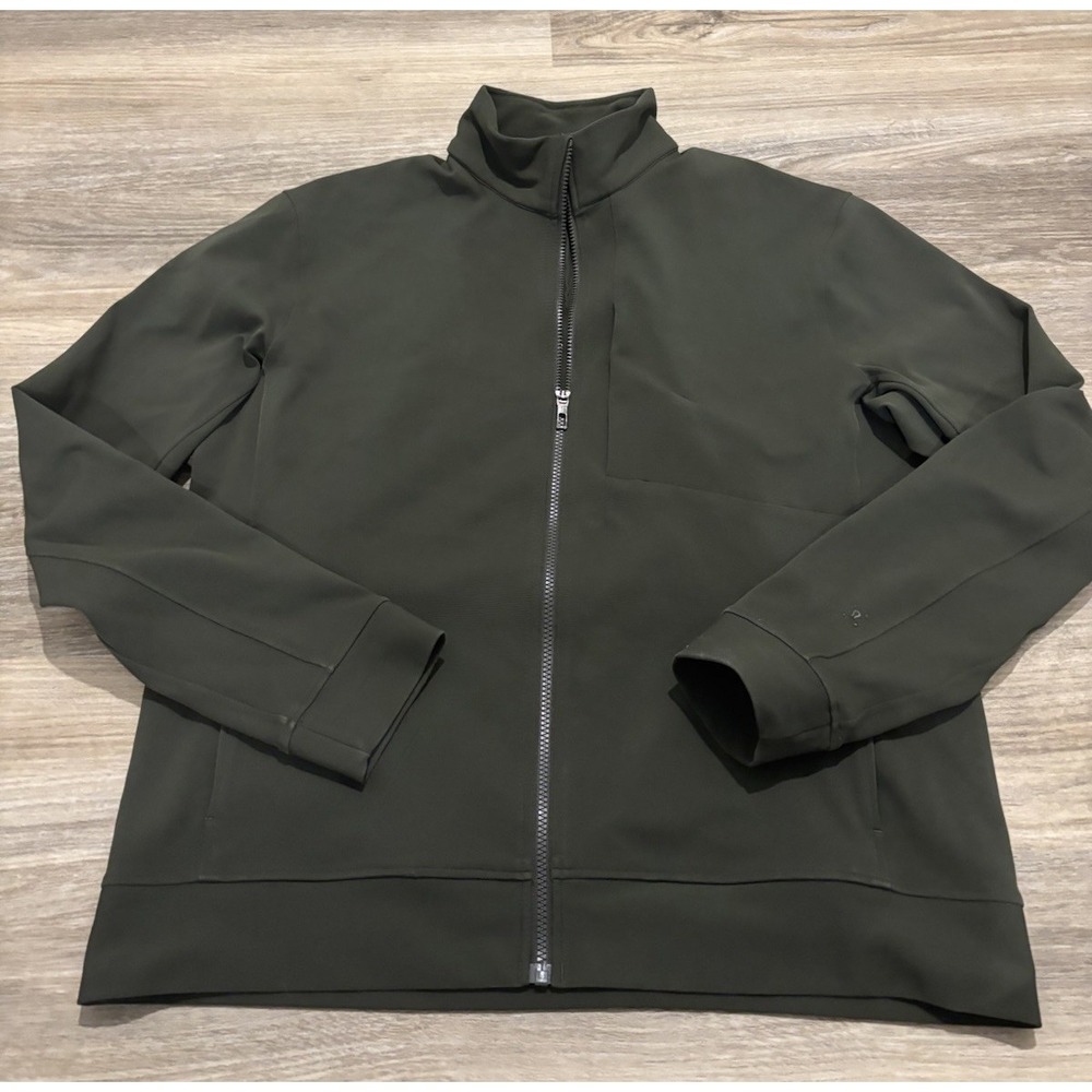 Lululemon Sojourn Jacket Mens XL Dark Olive Green Full Zip Luxtreme Hoodie